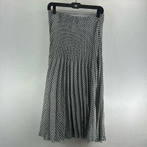 Max Studio Floral Print Accordian Pleated Midi Skirt- Black/White- Size M